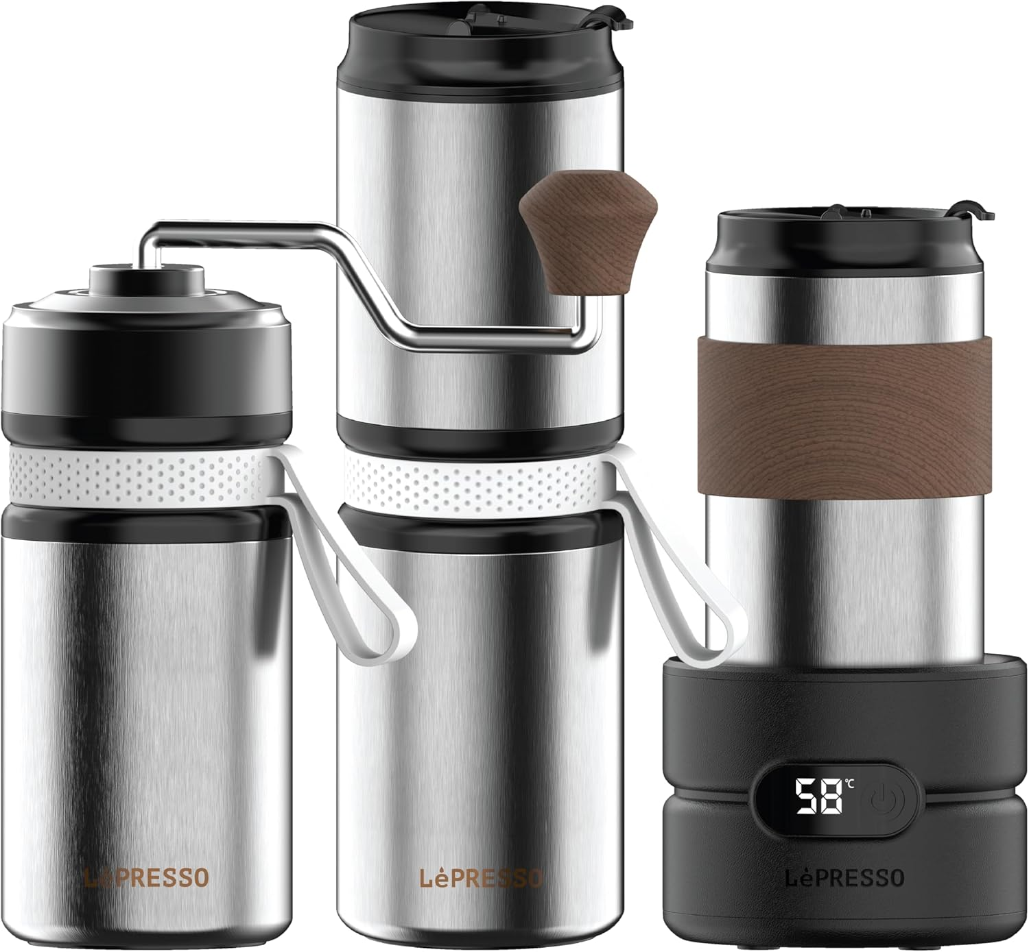 LePresso Grindgo Quattro 4-In-1 Outdoor Coffee Set er - Silver