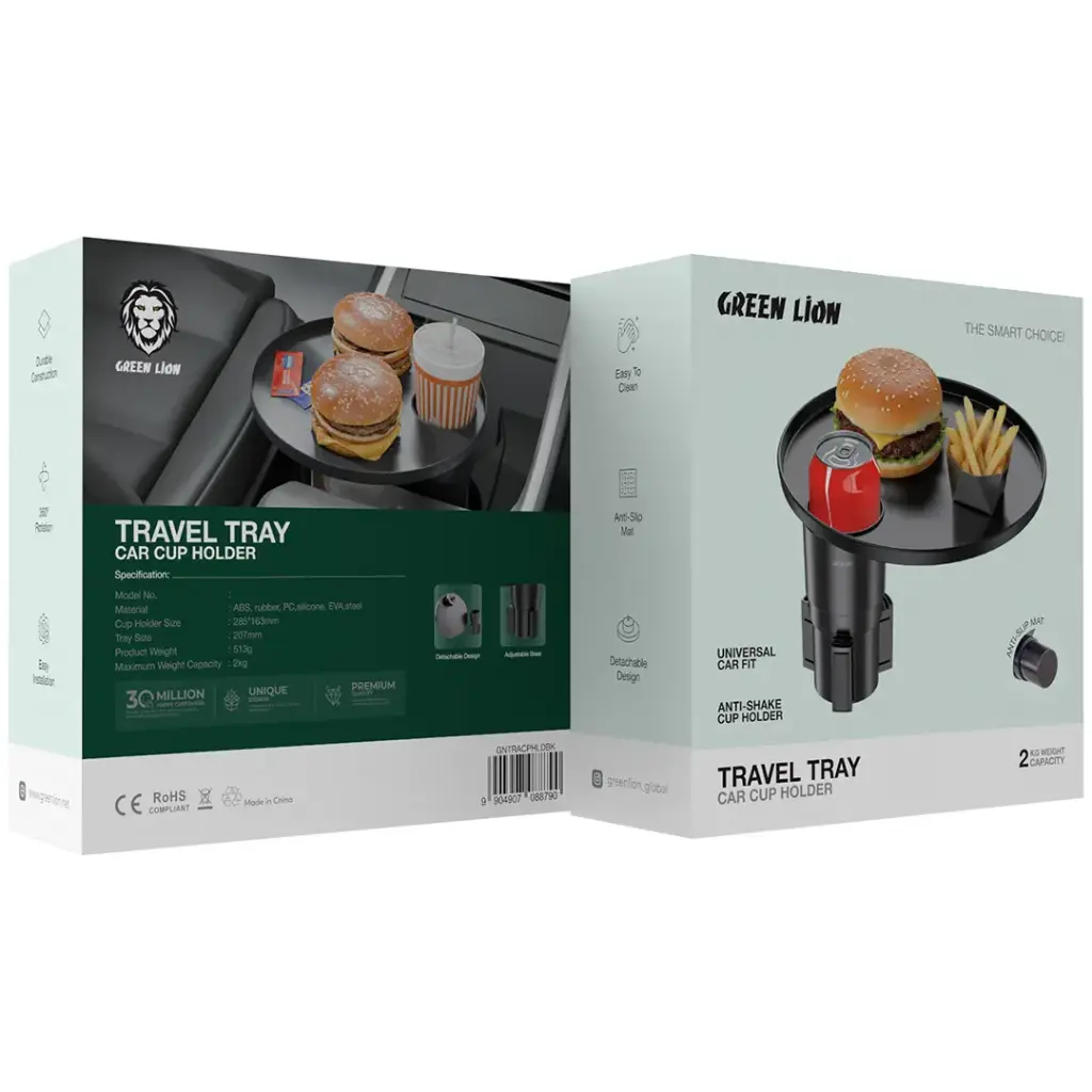 Green Lion Travel Tray Car Cup Holder - Black