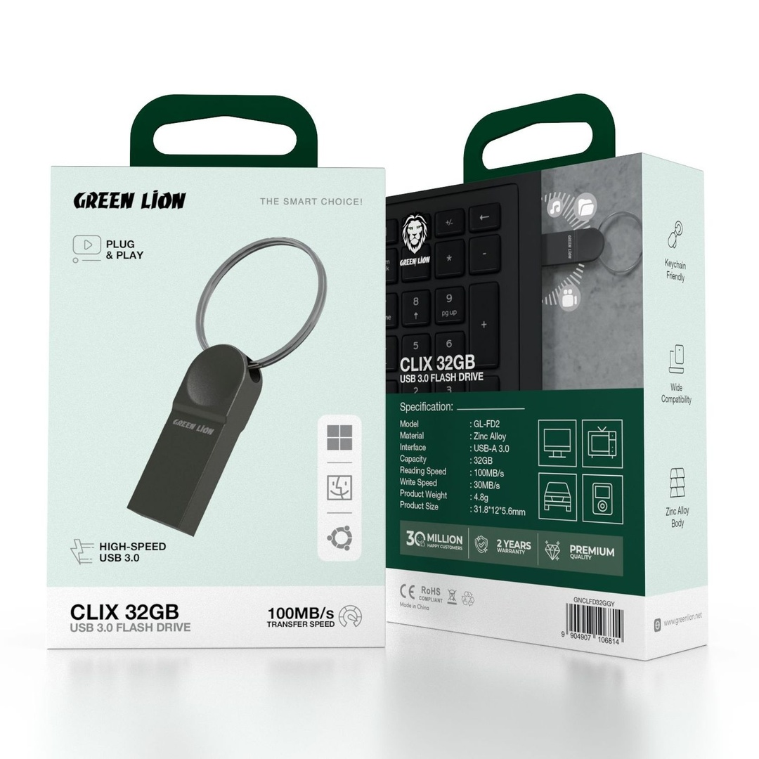 Green Lion CLIX 32GB USB 3.0 Flash Drive