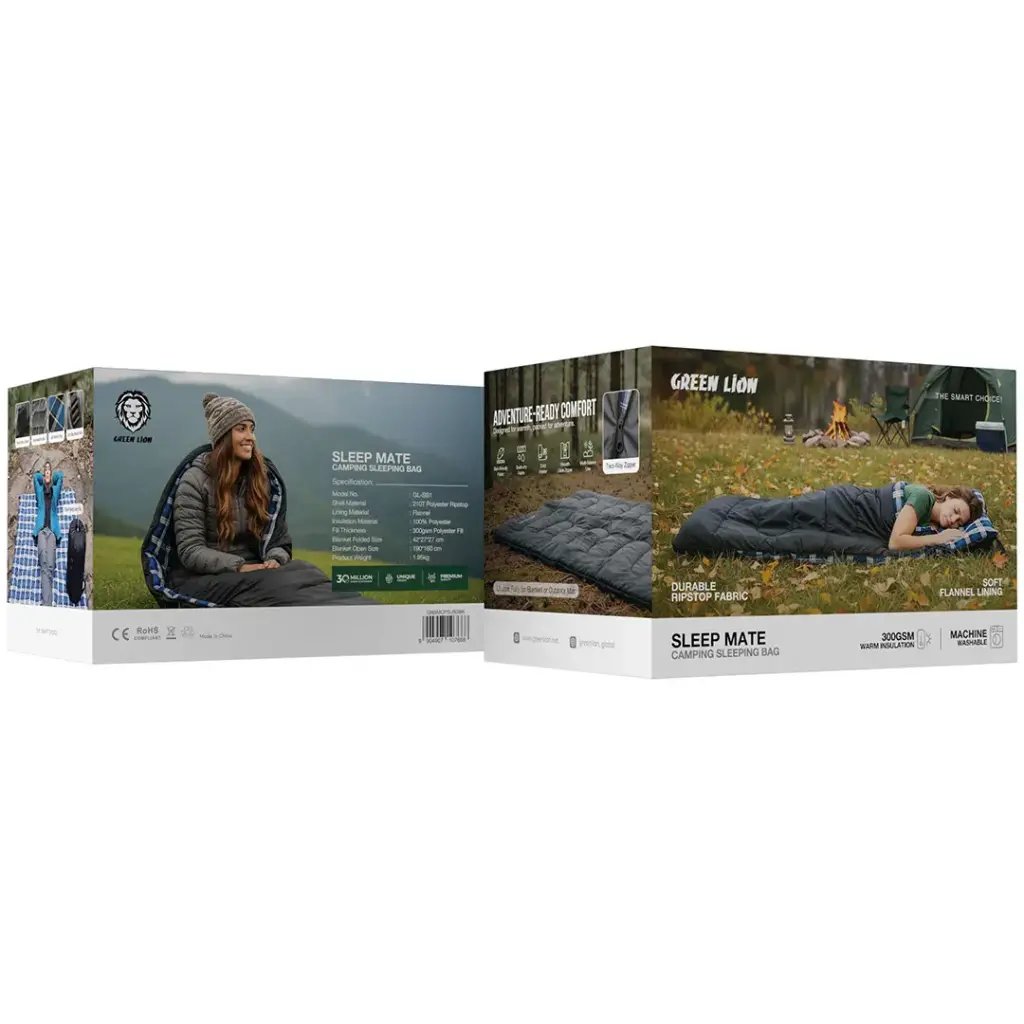 Green Lion Sleep Mate Camping Sleeping Bag - Black