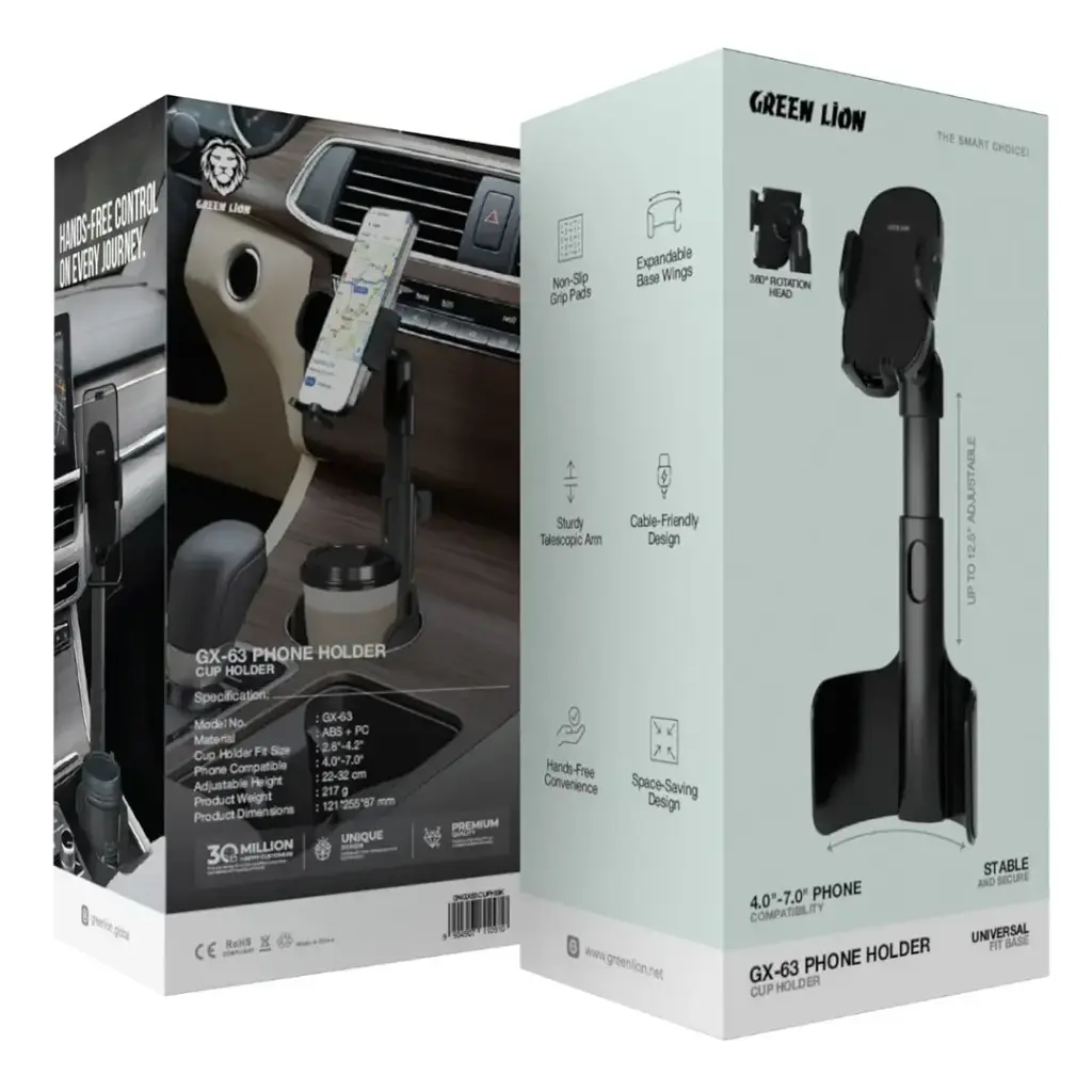 Green Lion GX63 Cup Holder Phone Mount360°Rotation