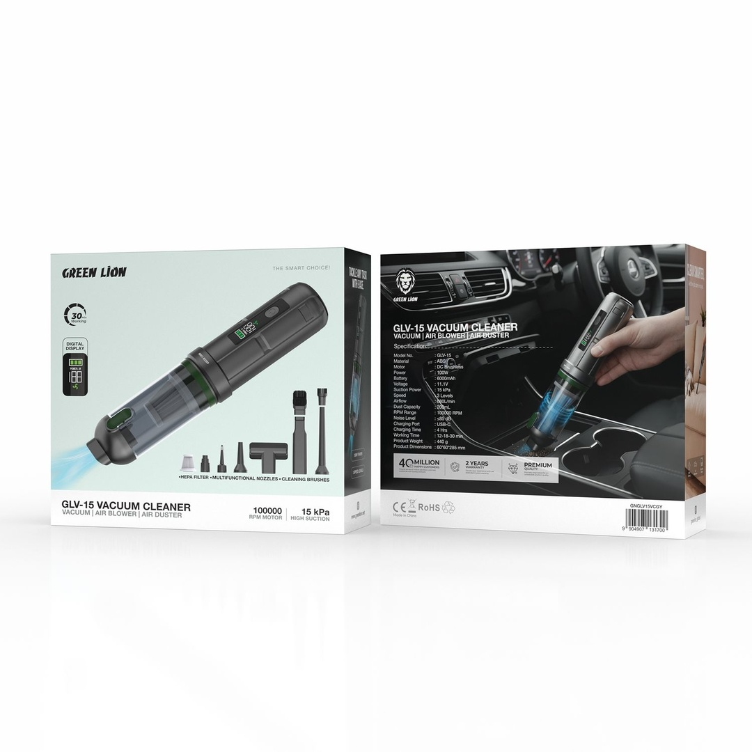 Green Lion GLV15 Vacuum | Air Blower | Air Duster 100000 RPM - Grey - Black