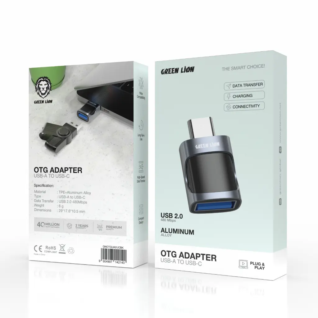 Green Lion OTG ADAPTER USB-A TO USB-C USB 2.0 - Black