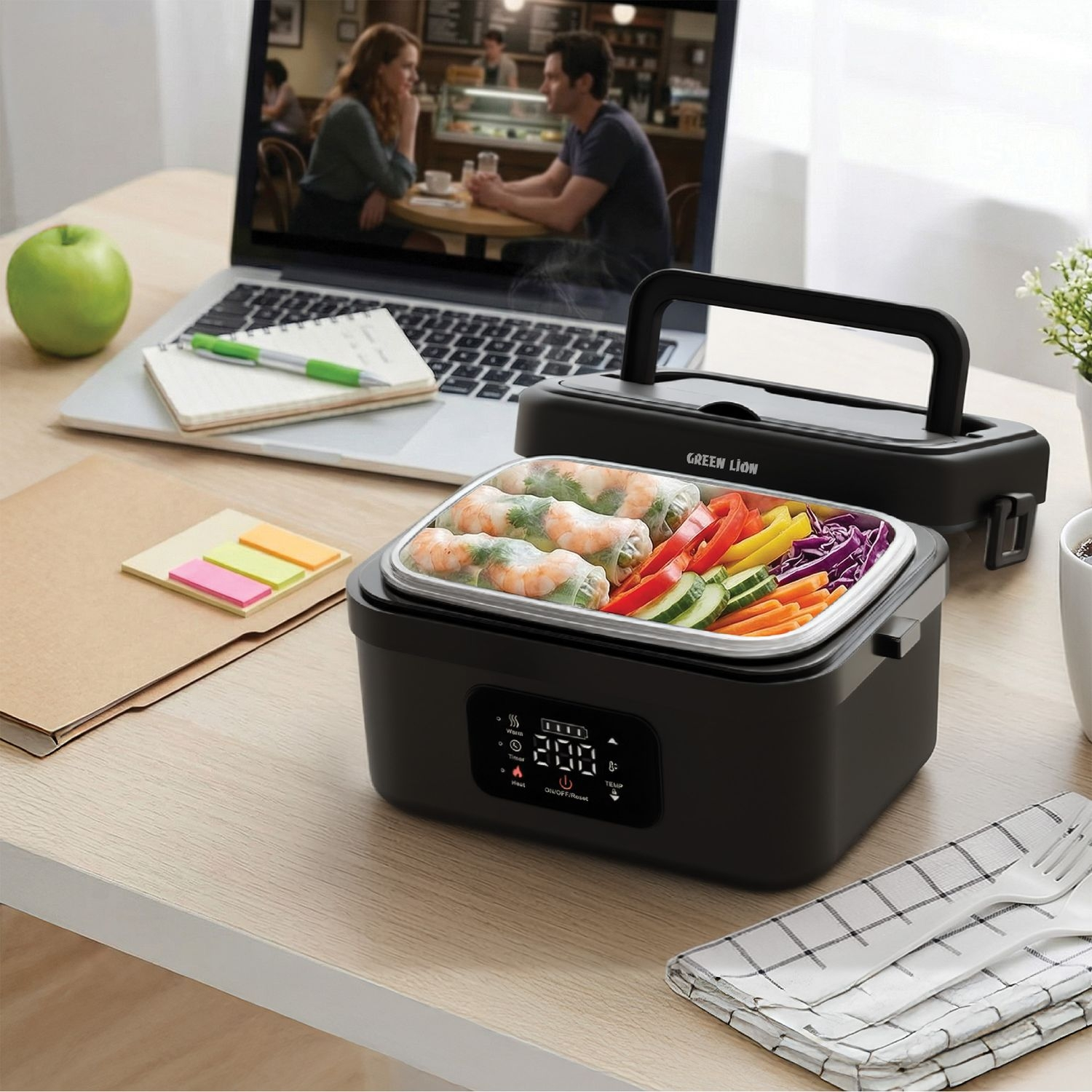 Green Lion Portable Lunch Box 1L Rechargeable 8000mAh - Black