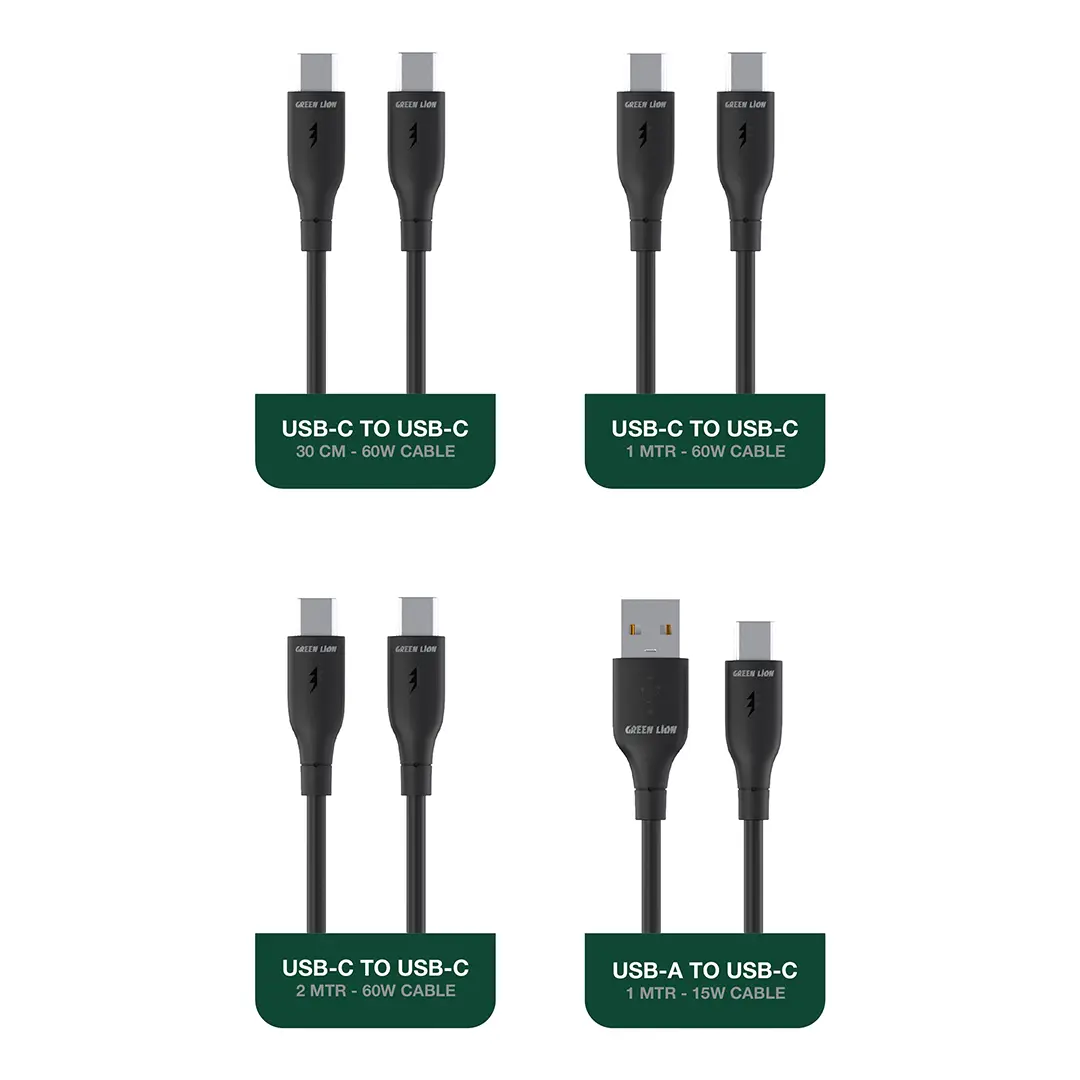 Green Lion 4 IN1 Cable Combo All-In-One Cable Kit - Black