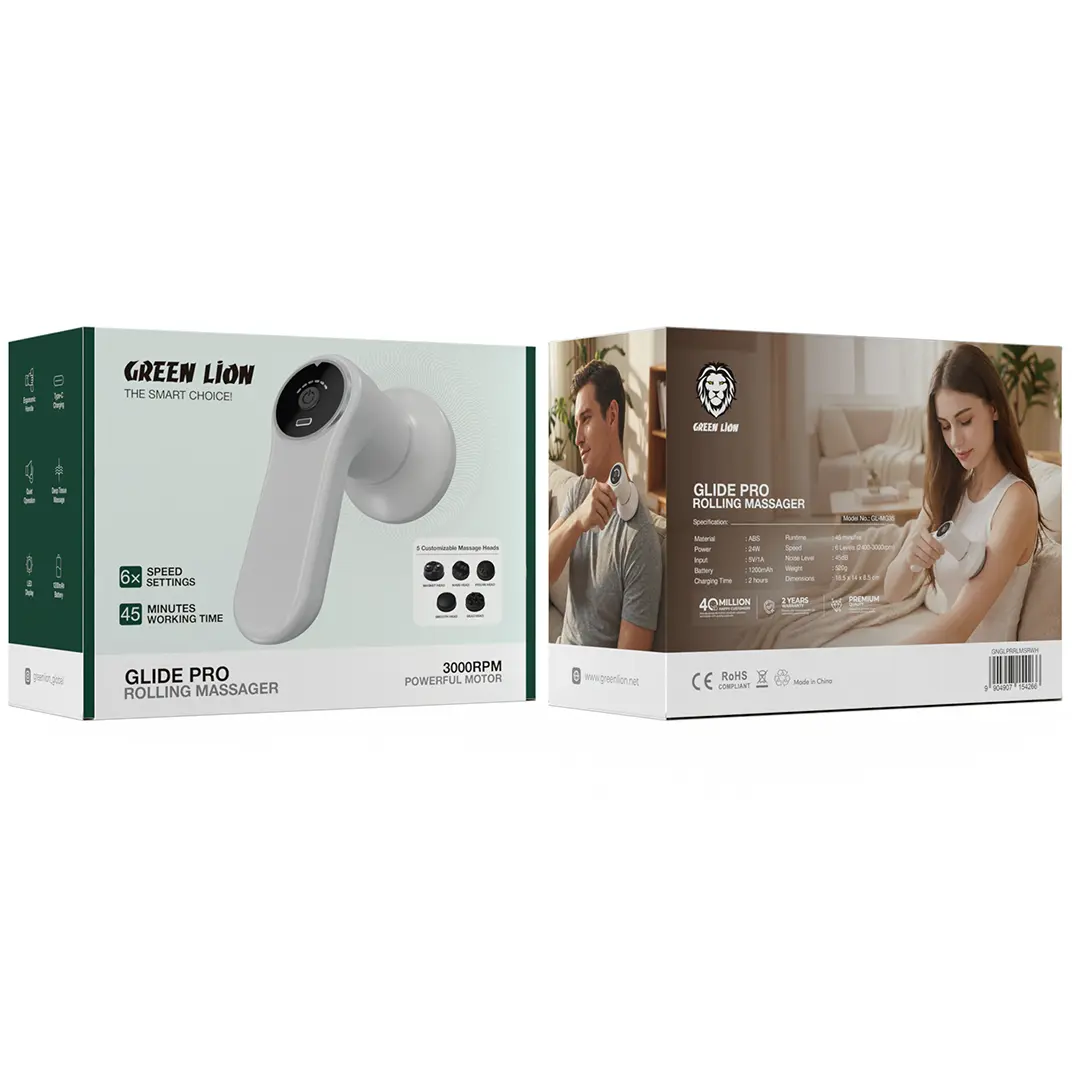 Green Lion GLIDE PRO Rolling Massager - White
