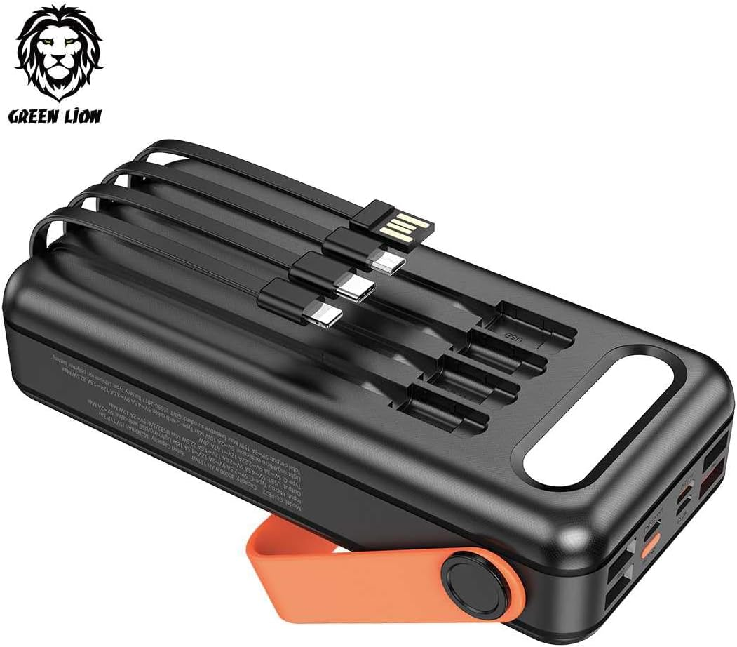 Green Lion Solar 5-Panel 30000mAh Power Bank PD 20W - Black