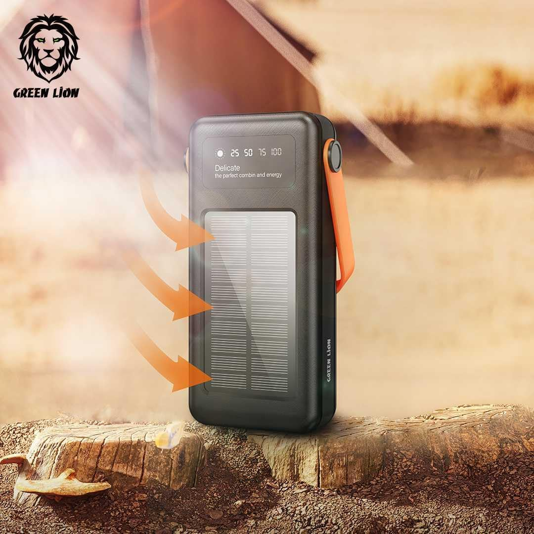 Green Lion Solar 5-Panel 30000mAh Power Bank PD 20W - Black
