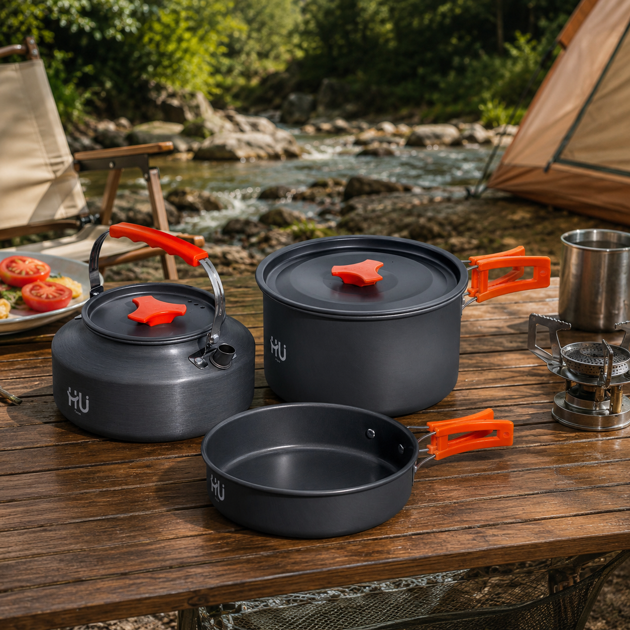 HU ALUMINUM CAMPING COOKWARE SET HTO-1025