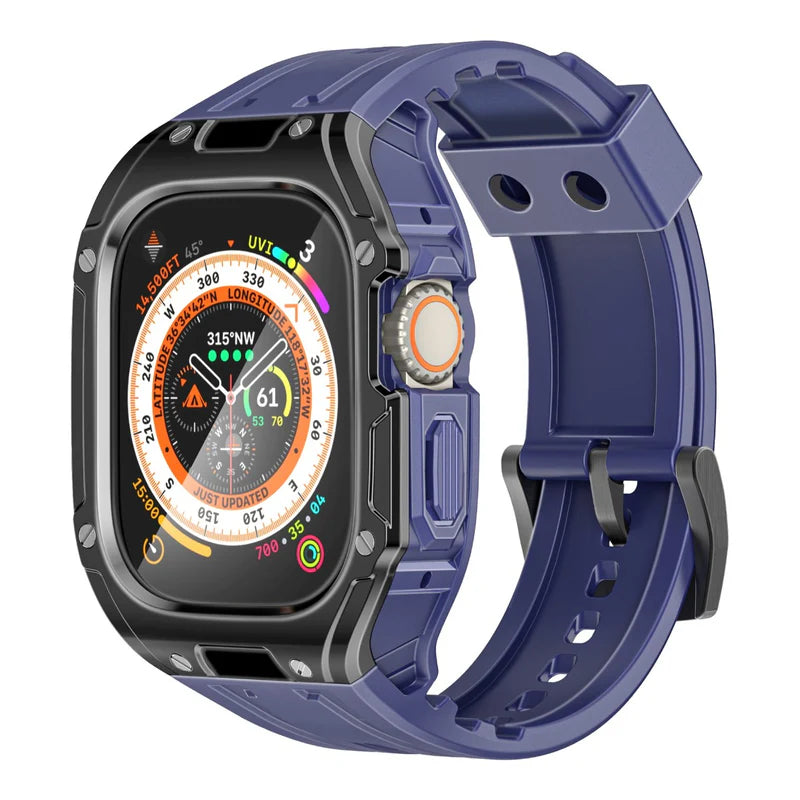 PROMATE CaseBand.Black Silicon Apple Watch Case and Strap for Apple Watch Ultra