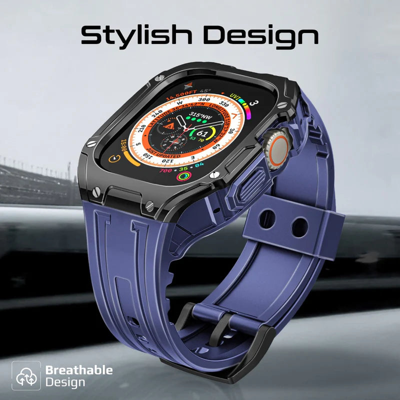 PROMATE CaseBand.Black Silicon Apple Watch Case and Strap for Apple Watch Ultra