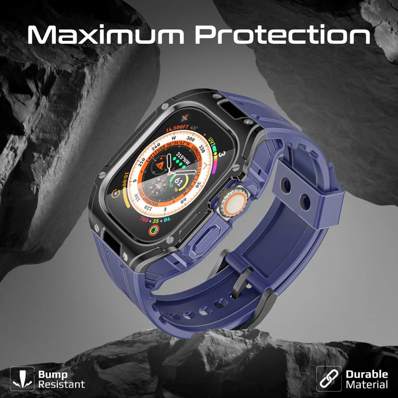 PROMATE CaseBand.Black Silicon Apple Watch Case and Strap for Apple Watch Ultra