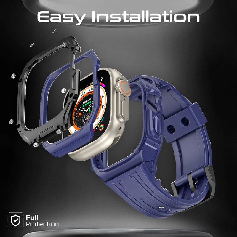 PROMATE CaseBand.Black Silicon Apple Watch Case and Strap for Apple Watch Ultra