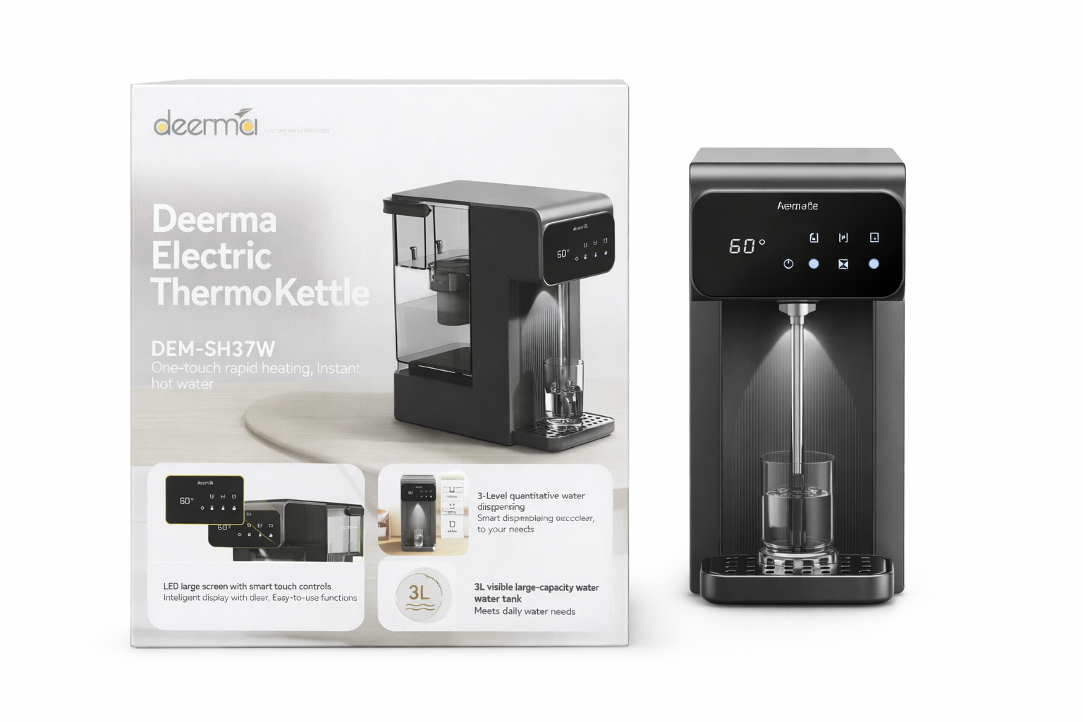 غلاية Deerma DEM-SH37W الكهربائية مع موزع ماء ساخن فوري بسعة 3 لتر