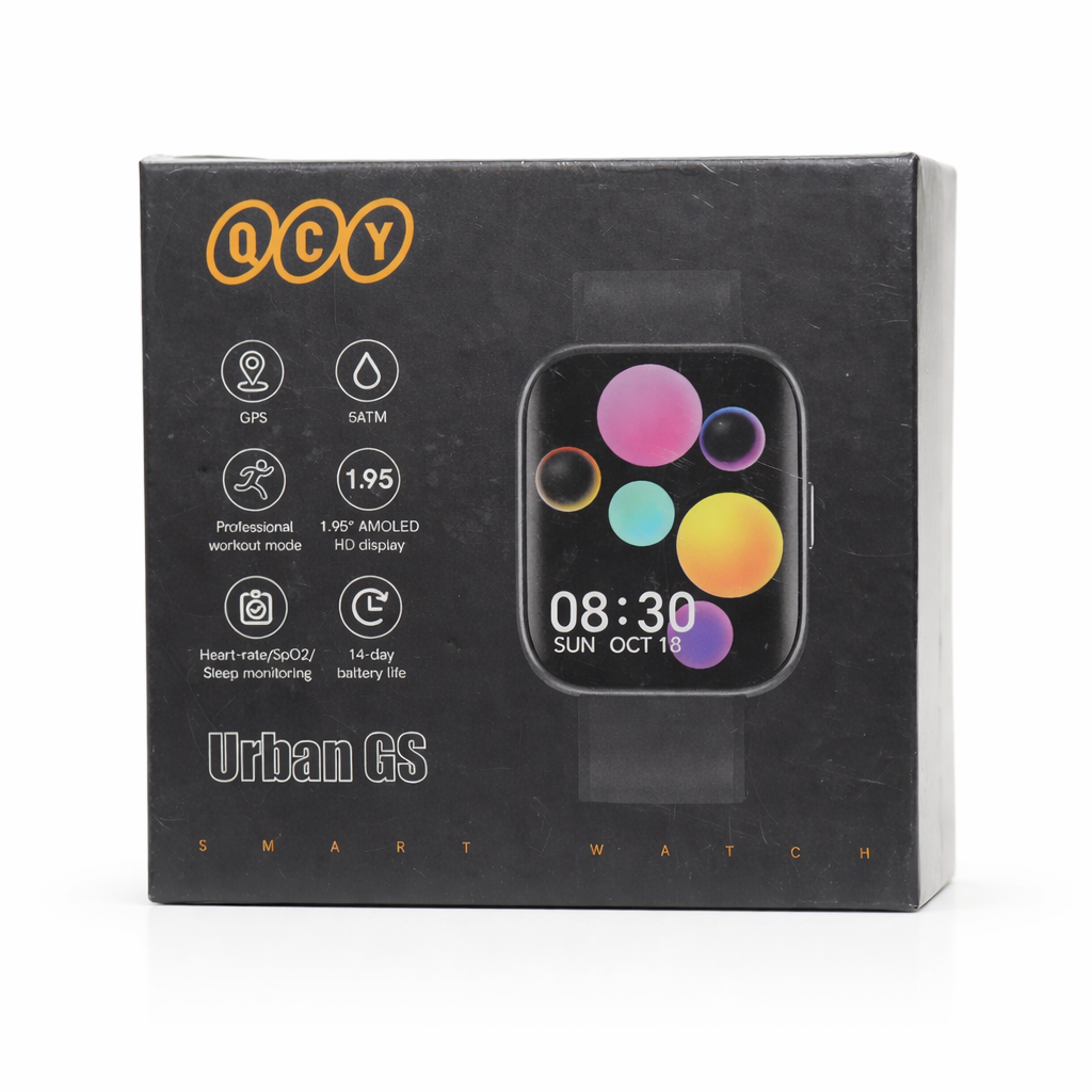 ساعة QCY Urban GS الذكية بشاشة AMOLED مقاس 1.95 بوصة مع GPS مدمج