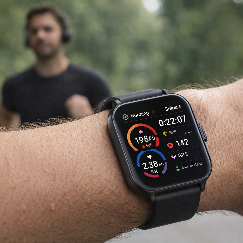 ساعة QCY Urban GS الذكية بشاشة AMOLED مقاس 1.95 بوصة مع GPS مدمج