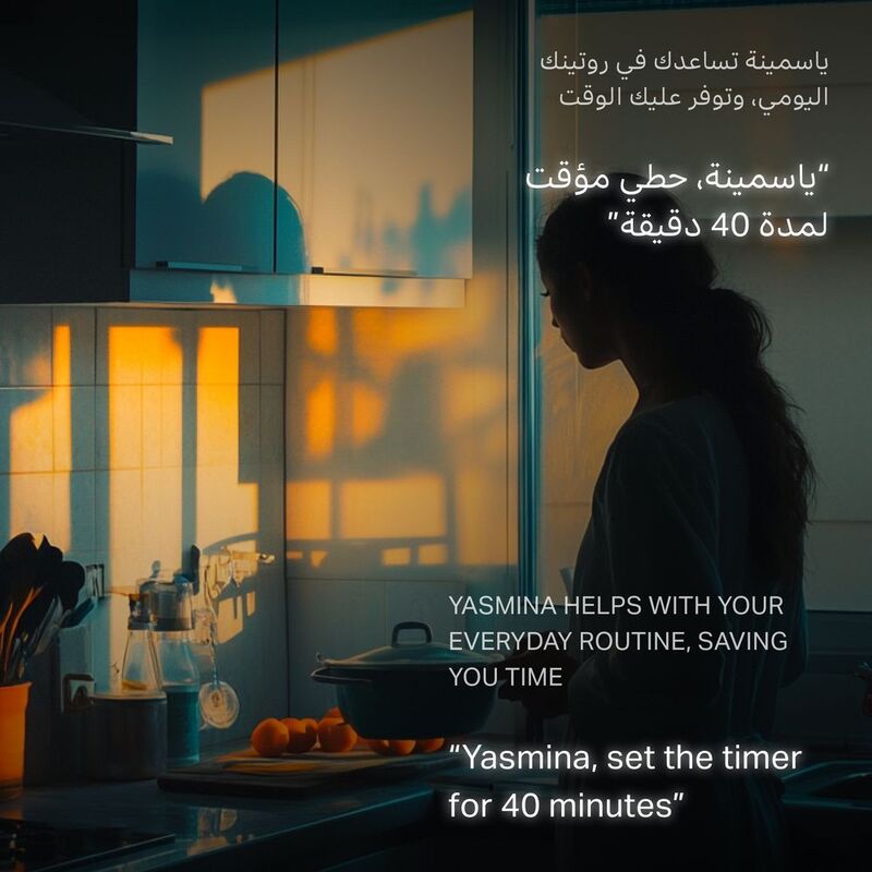 Yango Yasmina Mini AI Smart Speaker with LED Clock, 10W Sound, 4 Microphones, Wi-Fi & Bluetooth – Black