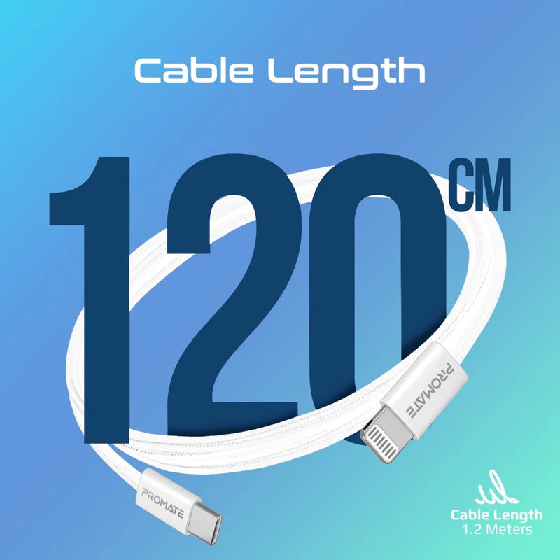 كابل PROMATE EcoLine-Ci120 27W PD USB-C إلى Lightning بطول 120 سم