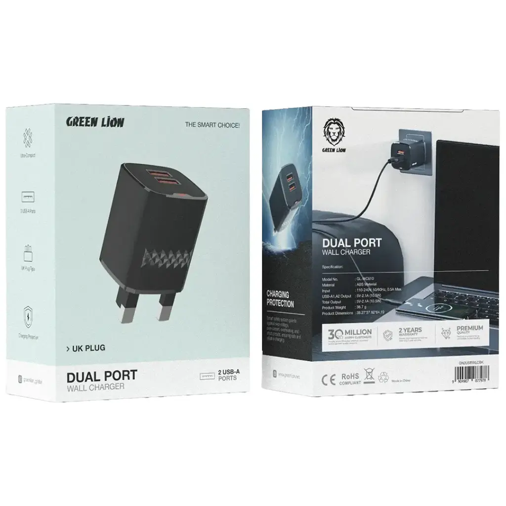 محول Green Lion Universal Conversion Plug 2 متعدد الدول بمقبس UK – أسود