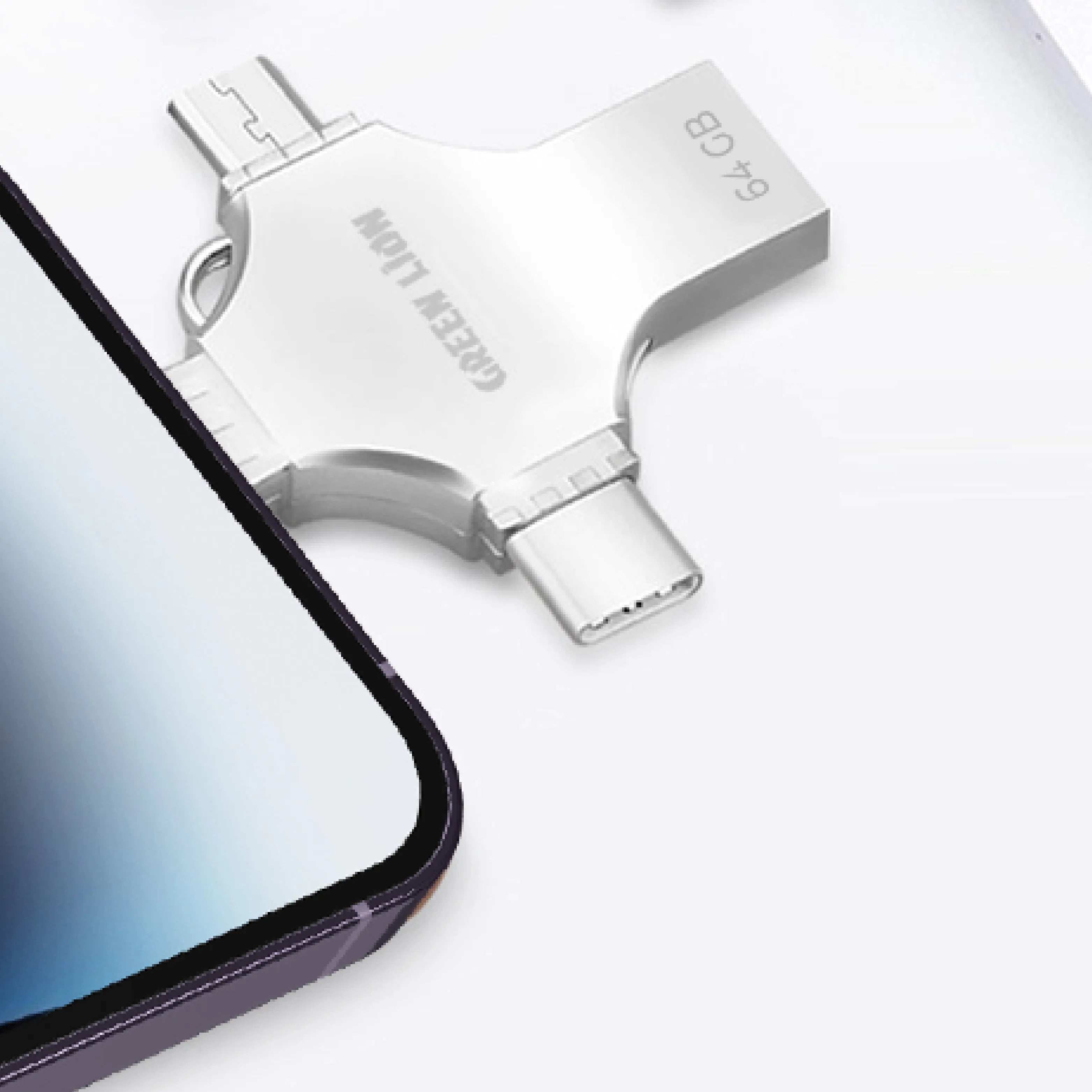 فلاش ميموري 256GB متعدد المنافذ 4 في 1 (USB-C / Lightning / Micro USB / USB-A) – جرين ليون Green Lion