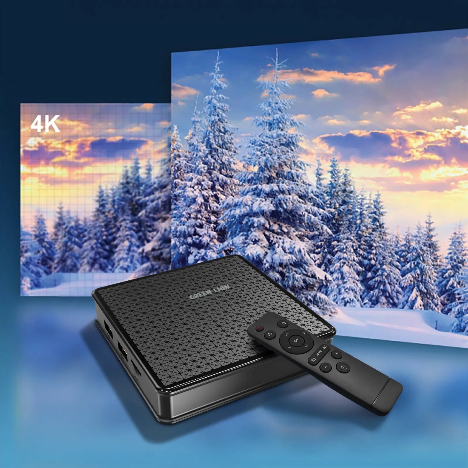 جهاز Green Lion Android TV Box بدقة 4K Ultra HD ونظام Android 10 – أسود