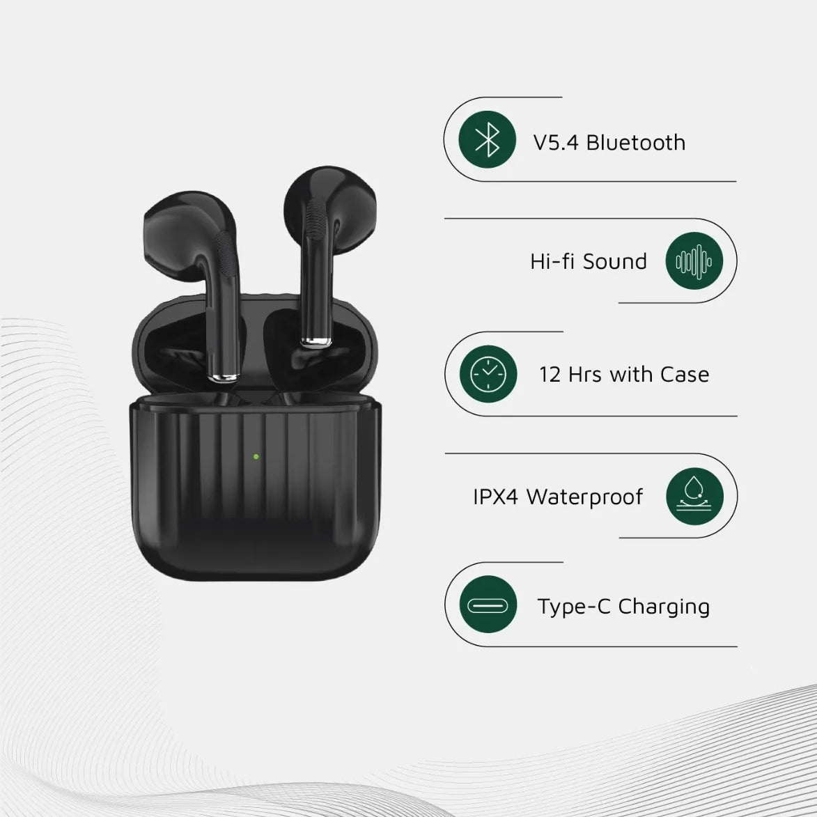 سماعات جرين ليون Austin اللاسلكية True Wireless بتقنية Bluetooth 5.4 – أسود / أبيض