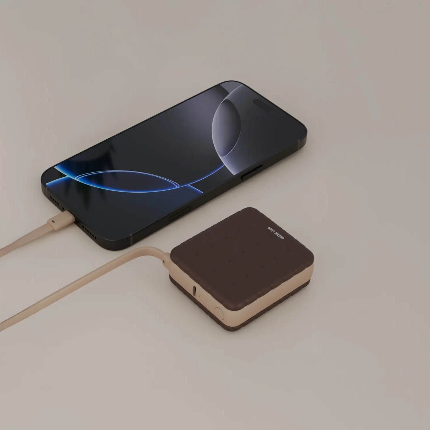 باور بانك جرين ليون Baker سعة 10000mAh شحن سريع PD 20W مع كابل Type-C مدمج – موكا