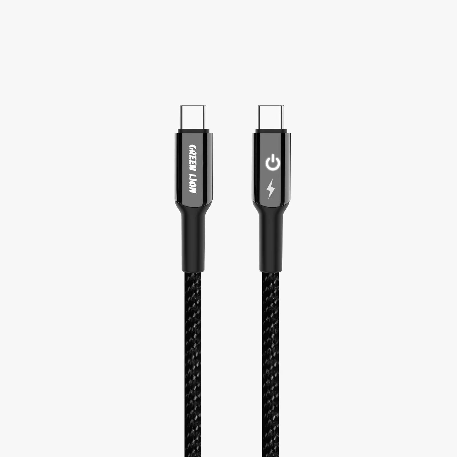 Green Lion USB-C to USB-C Braided Cable 60W Fast Charging 1M with LED Indicator – Black