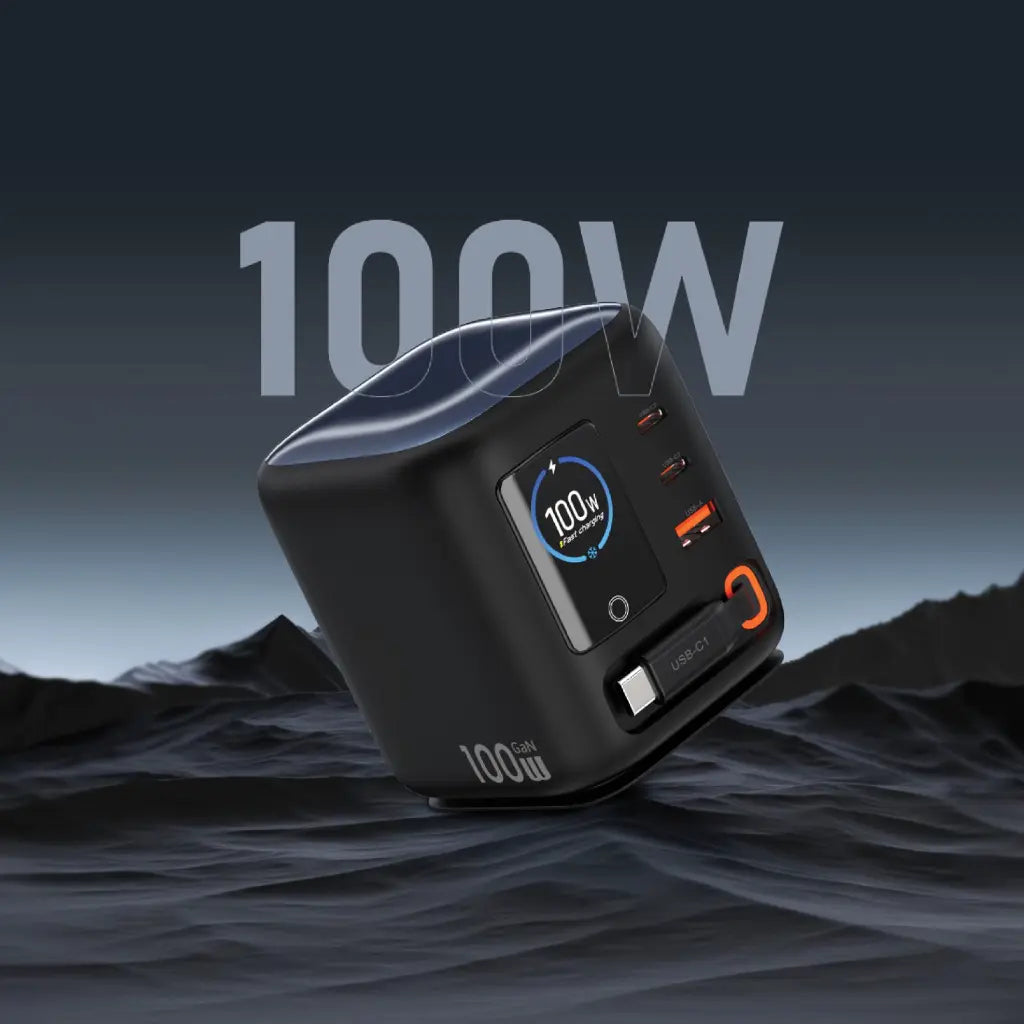 محول سفر Green Lion Centurion 100W GaN - أسود