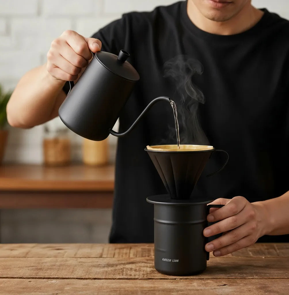 Green Lion V-60 Pro 7-in-1 Pour Over Coffee Maker Set – Black