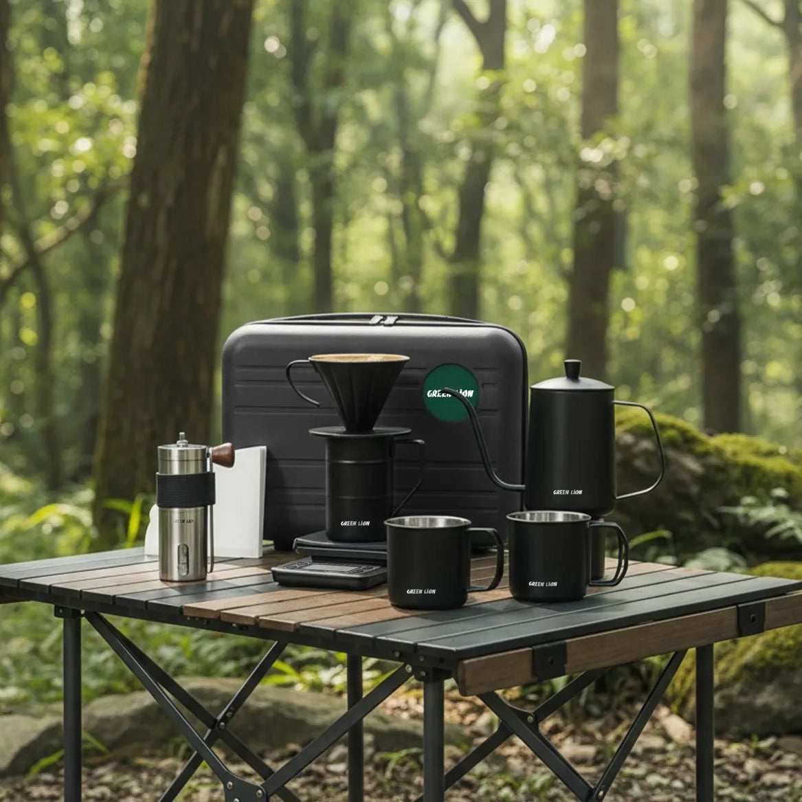 Green Lion V-60 Pro 7-in-1 Pour Over Coffee Maker Set – Black