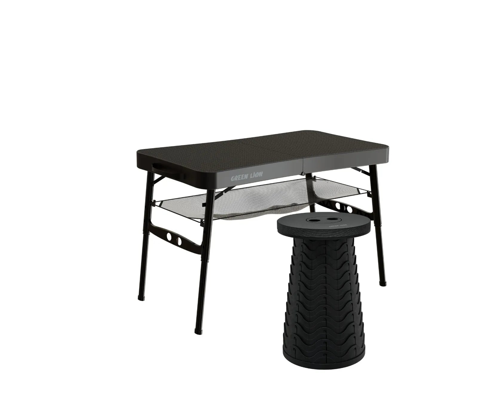 Green Lion Foldable Travel Camping Table & Stool Set – Black