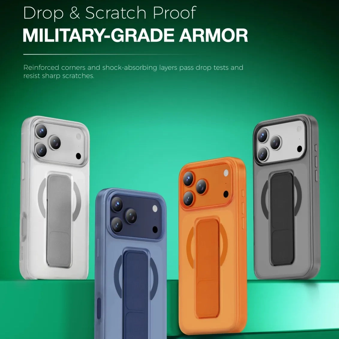 Green Lion Grip 360 MagSafe Case with Foldable Kickstand for iPhone 17 Pro Max – Blue