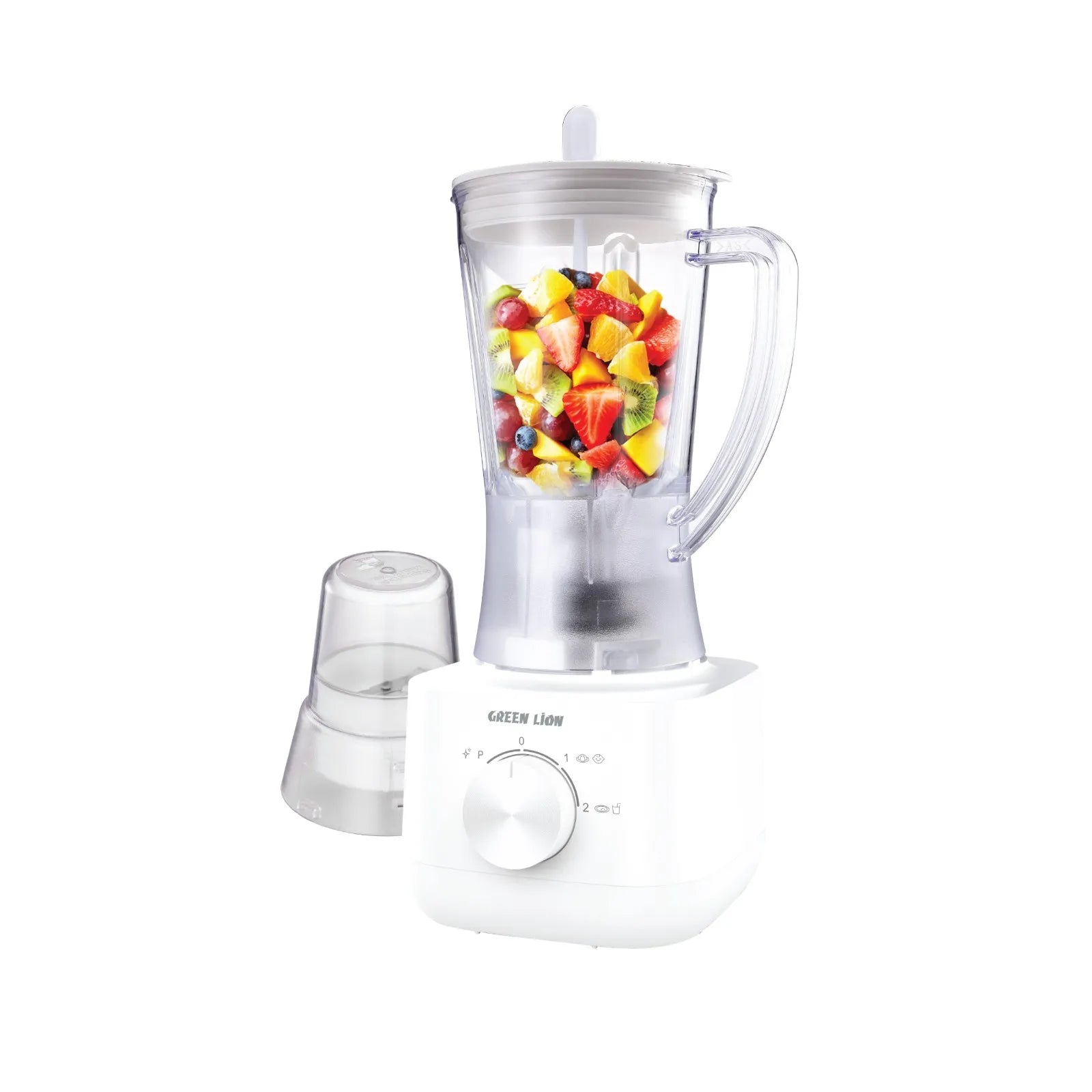Green Lion Jet Blend Juice Blender 650W with 1L PC Jar & Grinder – White