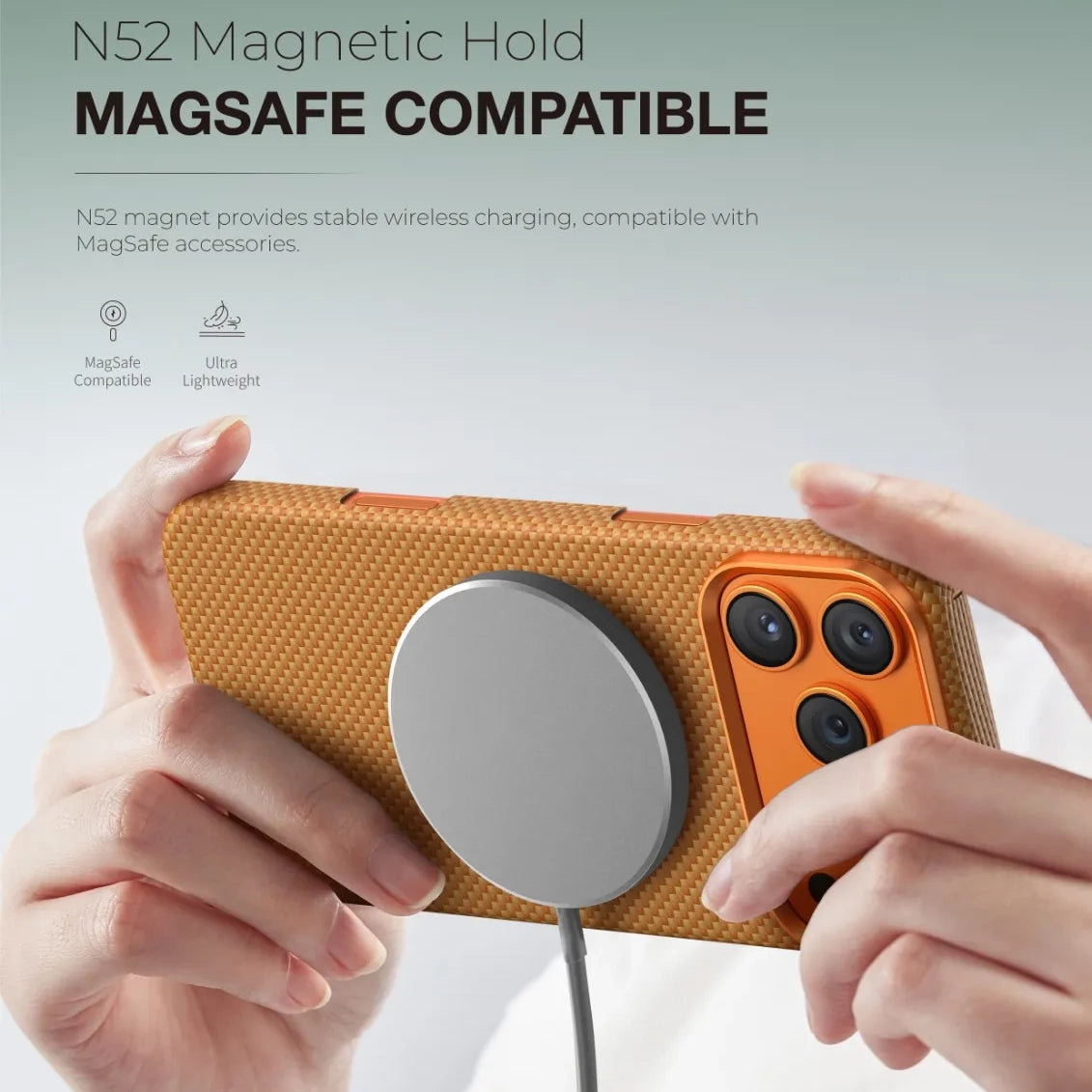 كفر Green Lion Kevlar Armor MagSafe لهاتف iPhone 17 Pro Max – برتقالي