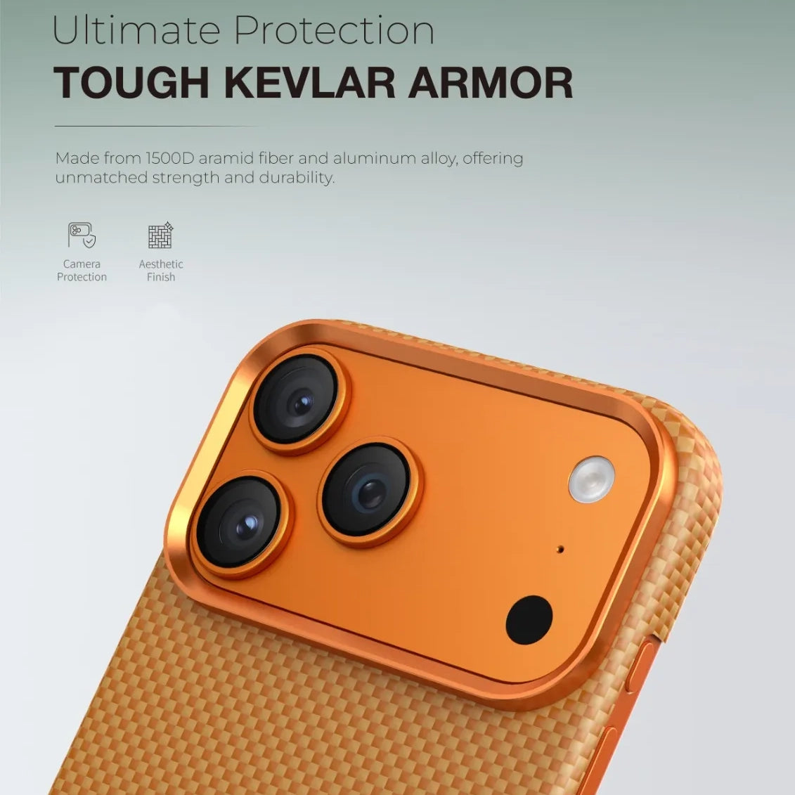 كفر Green Lion Kevlar Armor MagSafe لهاتف iPhone 17 Pro Max – برتقالي