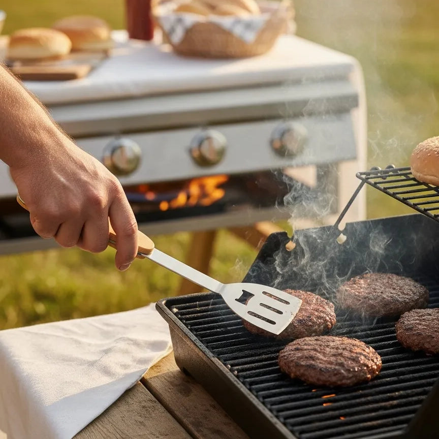 عدة Green Lion Multifunction BBQ Tool Set للشواء 5 في 1 قابلة للطي – خشبي