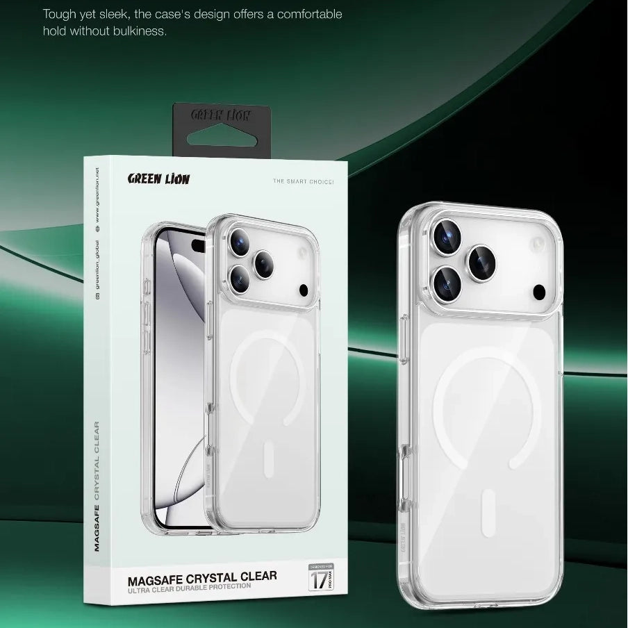 كفر Green Lion MagSafe شفاف كريستال لهاتف iPhone 17 Pro Max – شفاف