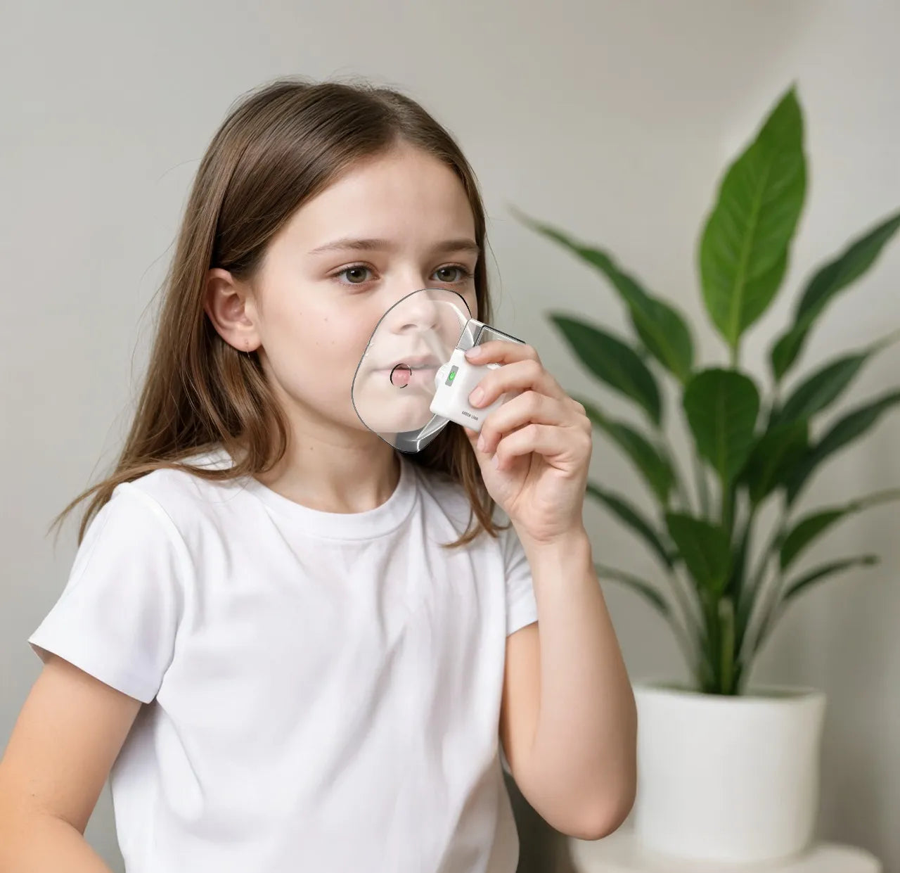 جهاز Green Lion Mini Nebulizer للاستنشاق المحمول بتقنية Mesh والقابل للشحن – أبيض