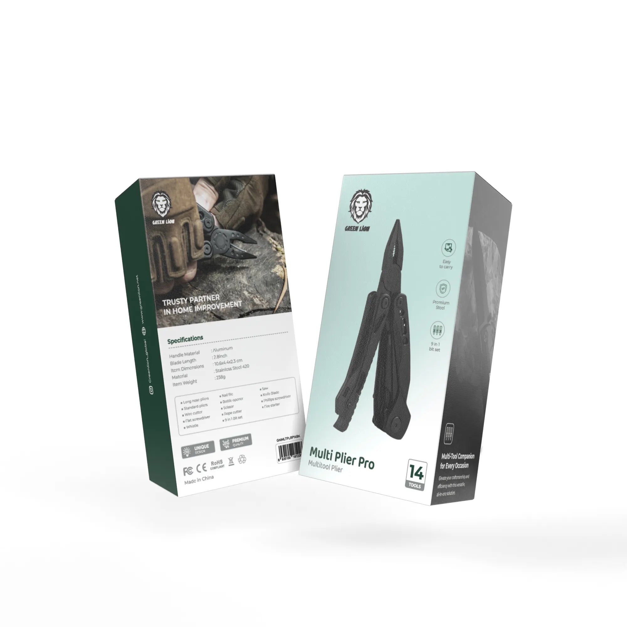 كماشة Green Lion Multi Plier Pro متعددة الاستخدامات 14 في 1 – أسود