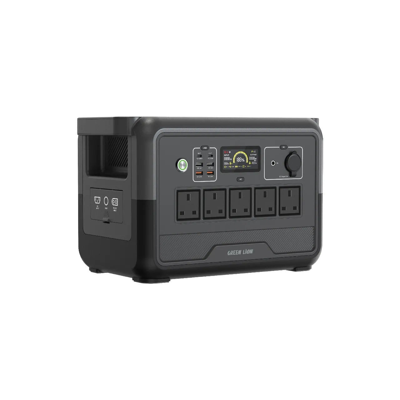 محطة الطاقة المحمولة Green Lion PGX1200 بقدرة 1200W وبطارية LiFePO4 – أسود