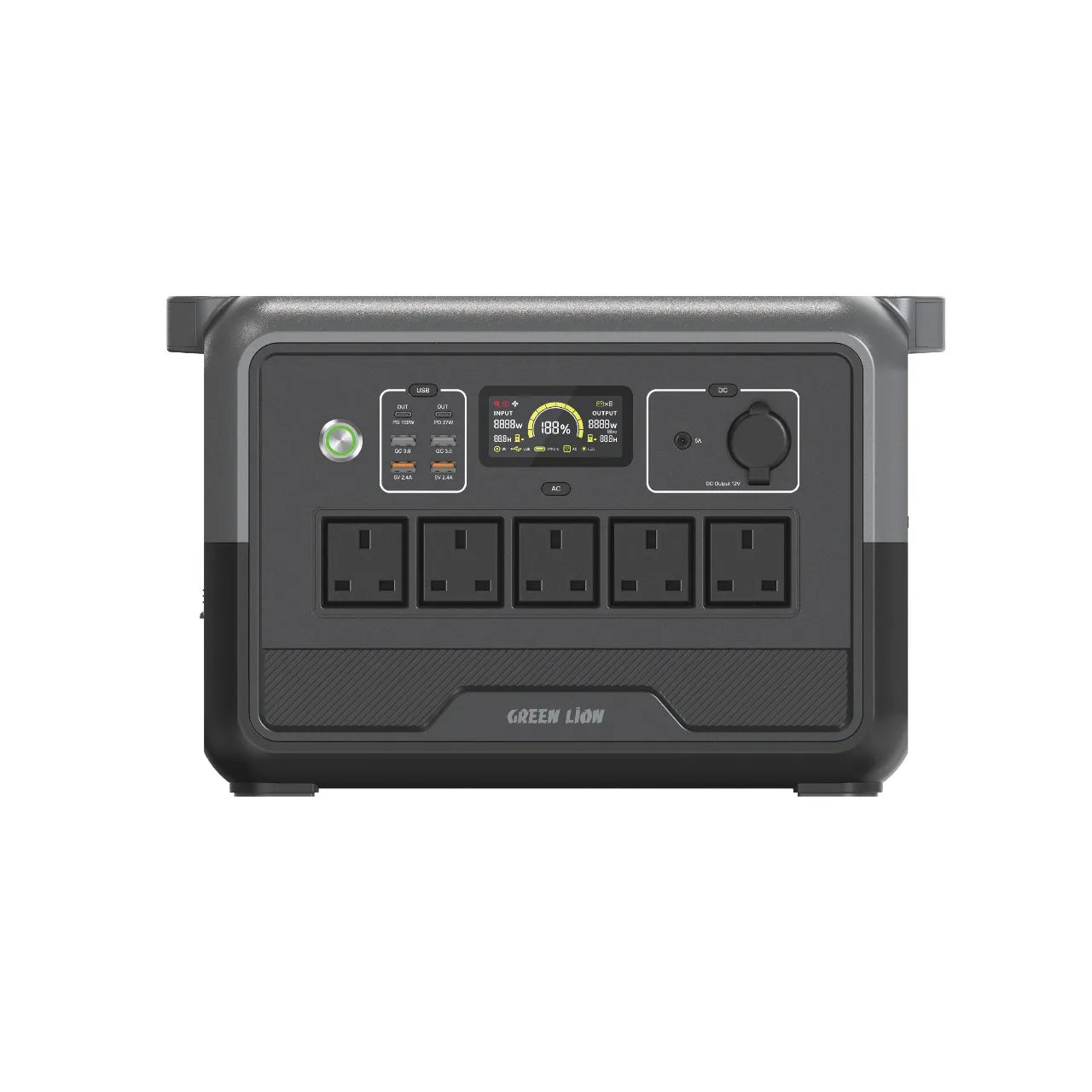 محطة الطاقة المحمولة Green Lion PGX1200 بقدرة 1200W وبطارية LiFePO4 – أسود
