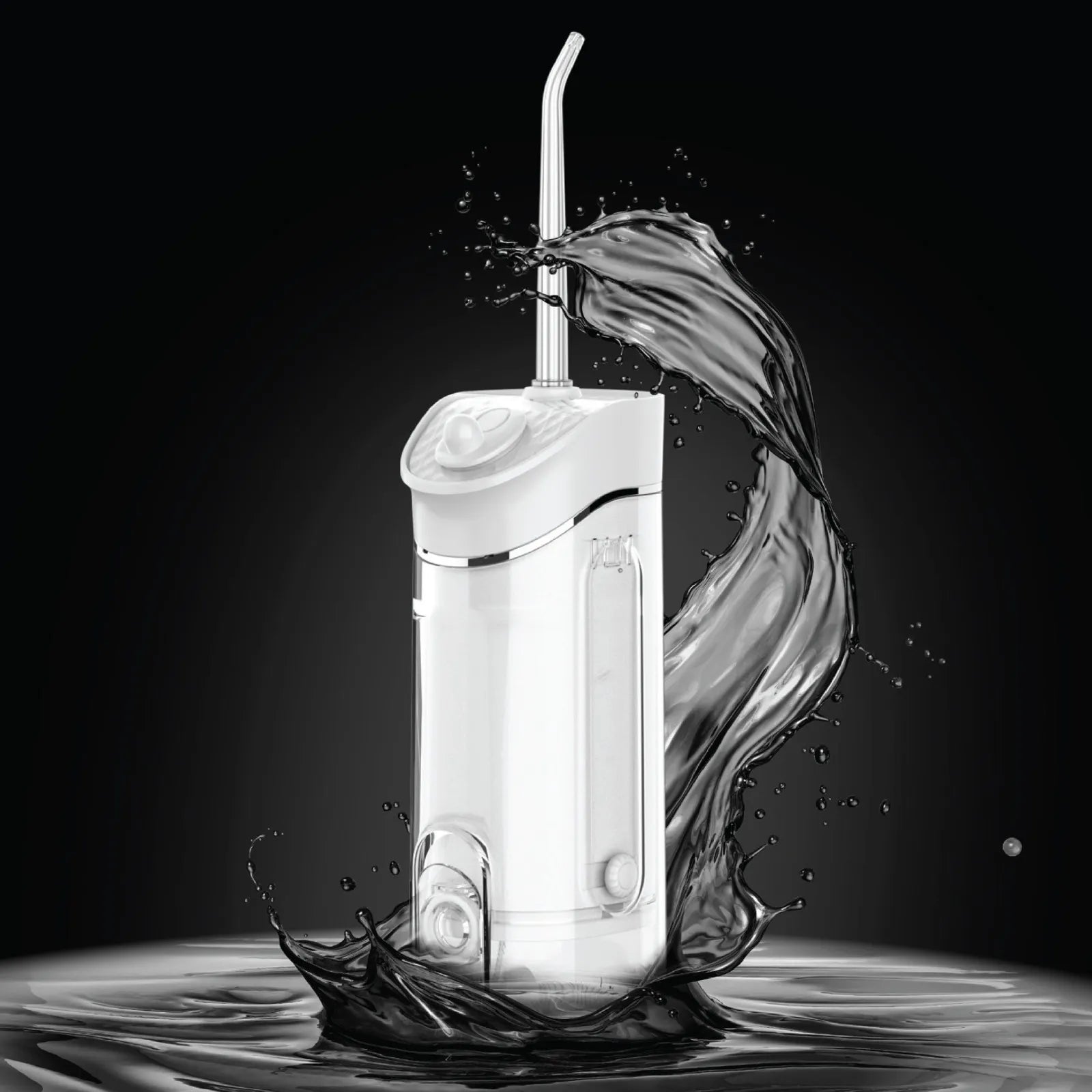 جهاز Green Lion Portable Oral Irrigator لتنظيف الأسنان بالماء 180ML مقاوم للماء IPX7 – أسود / أبيض