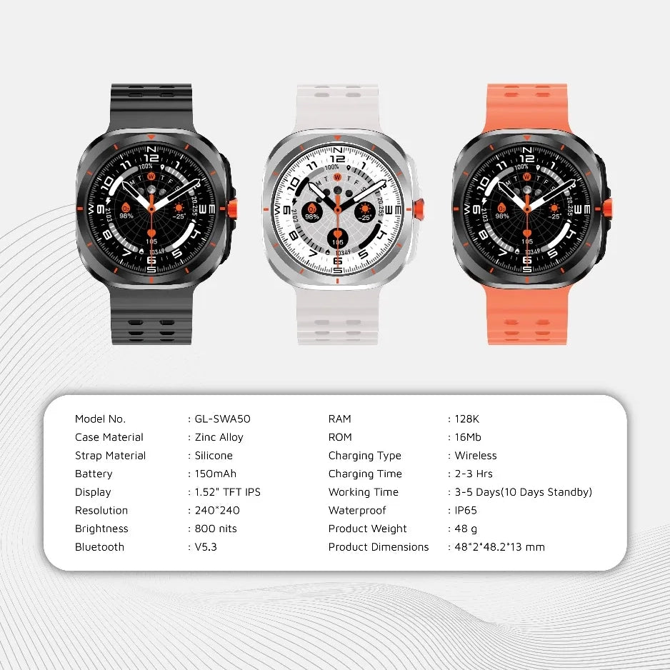 Green Lion Strive Smart Watch 1.52" IPS Display Bluetooth Calling IP65 – Orange