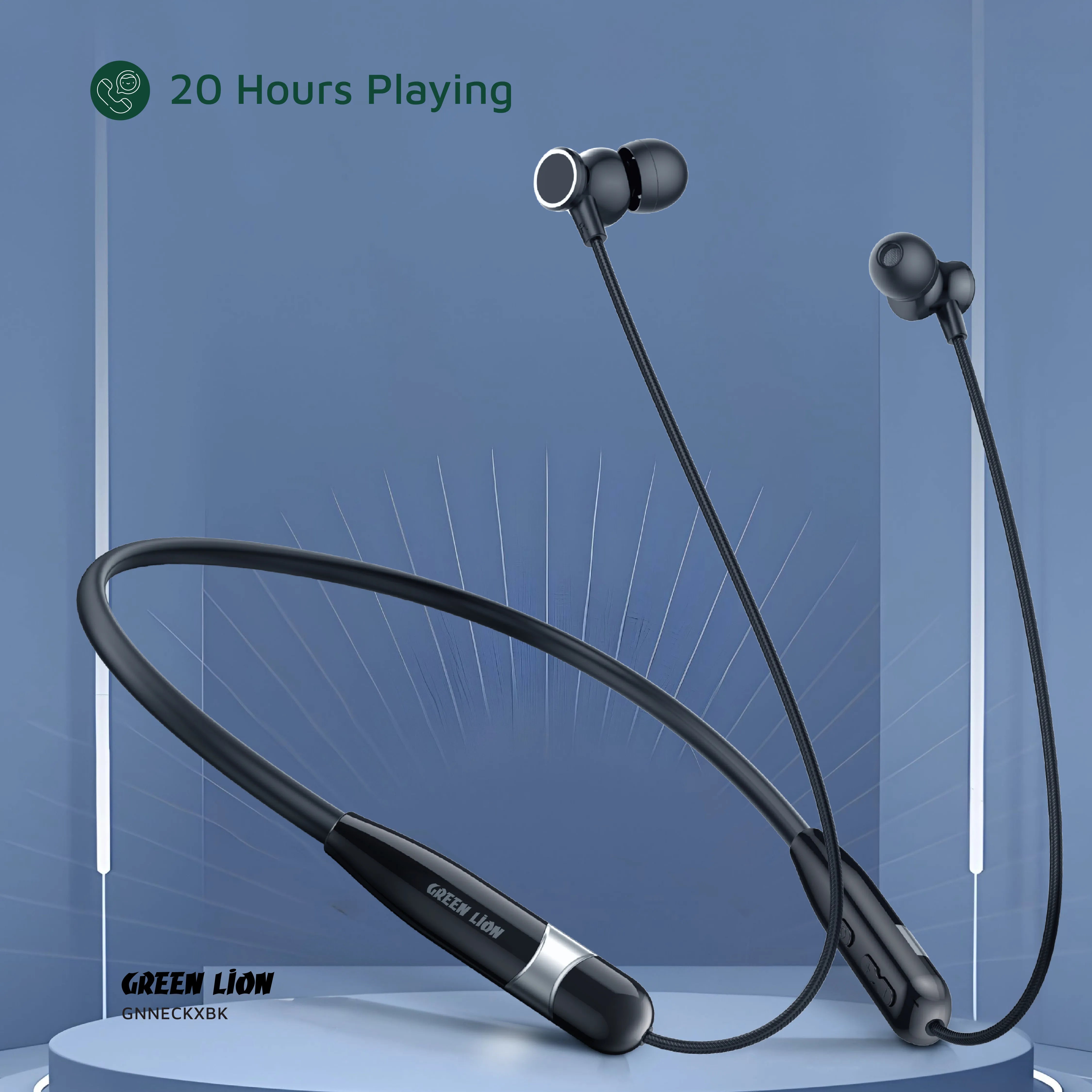سماعة Green Lion Neck X اللاسلكية بتقنية Bluetooth 5.4 وENC – أسود / رمادي