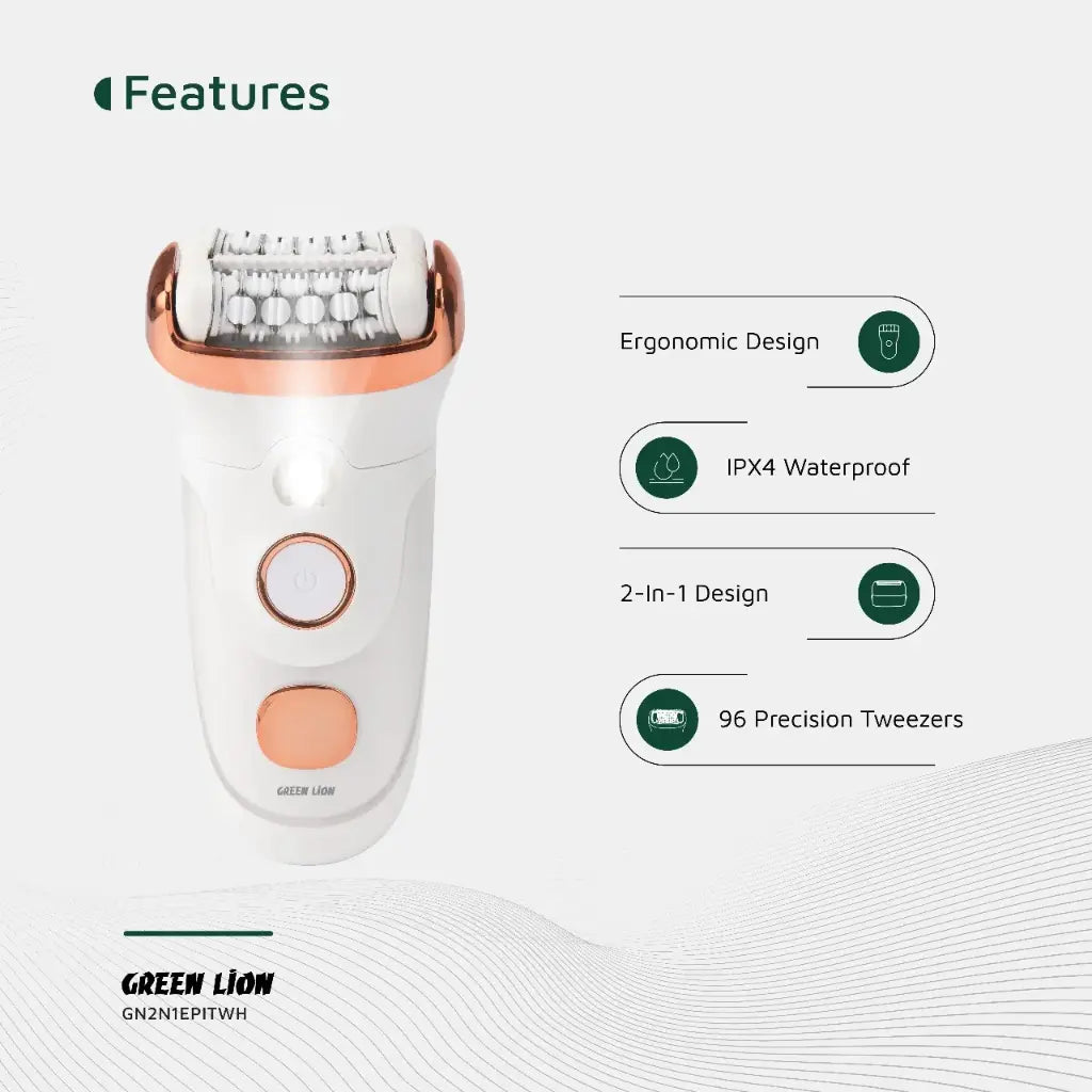 Green Lion جهاز إزالة الشعر 2 في 1 - حلاقة وتقليم وإزالة الشعر - أبيض