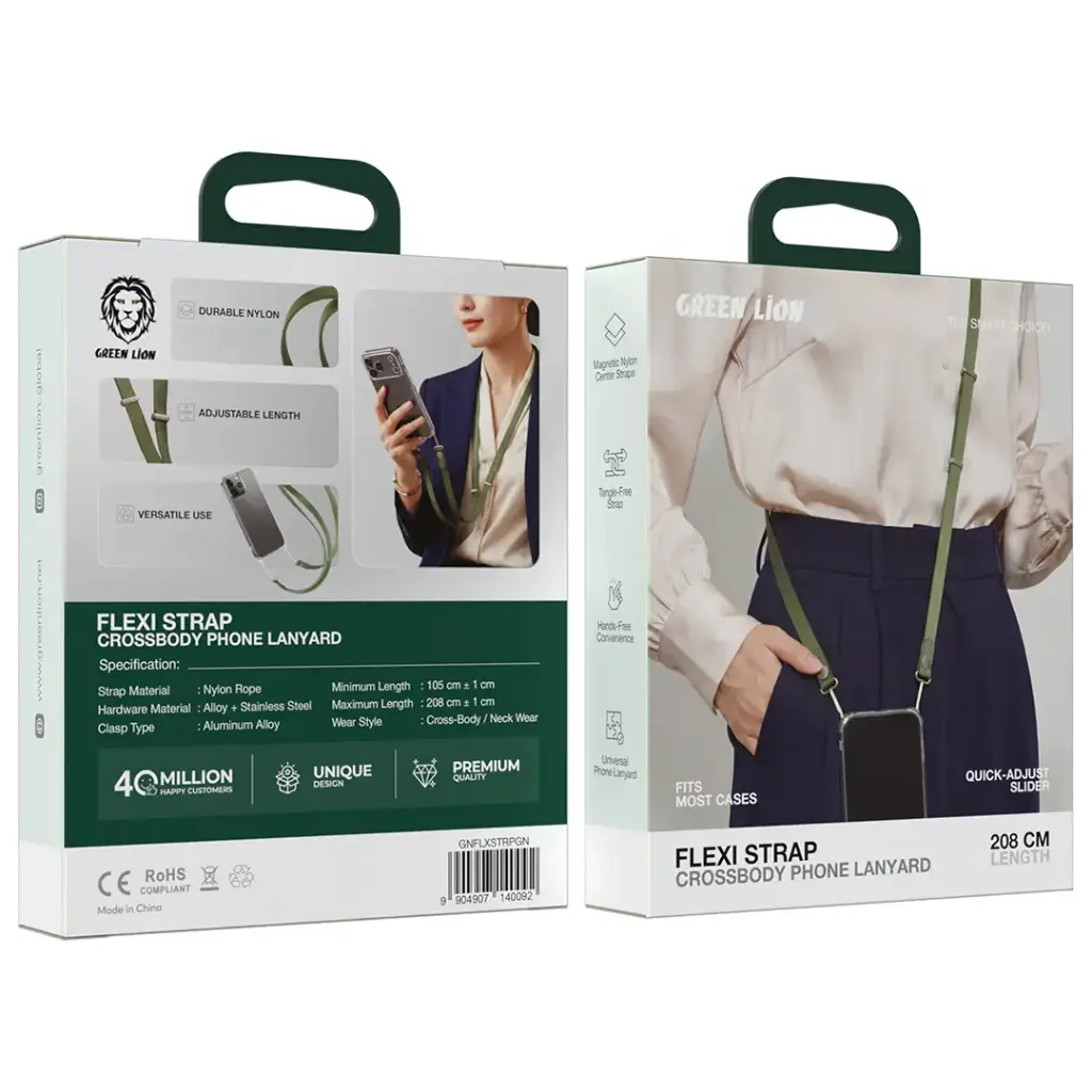 Green Lion Flexi Strap Crossbody Phone Lanyard 208 CM - Blue