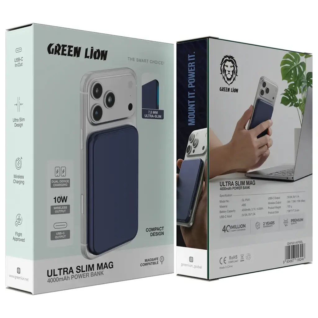 باور بانك Green Lion Ultra Slim Mag بسعة 4000mAh