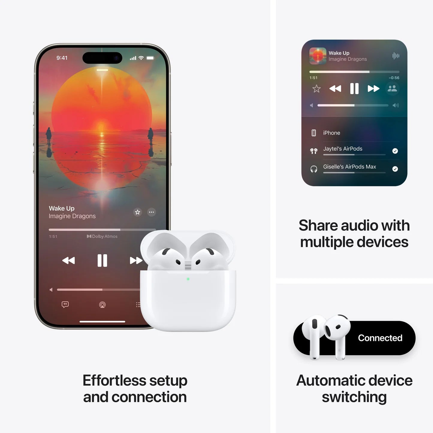 Apple AirPods 4 مع علبة شحن USB-C – سماعات لاسلكية بتقنية Personalized Spatial Audio – أبيض