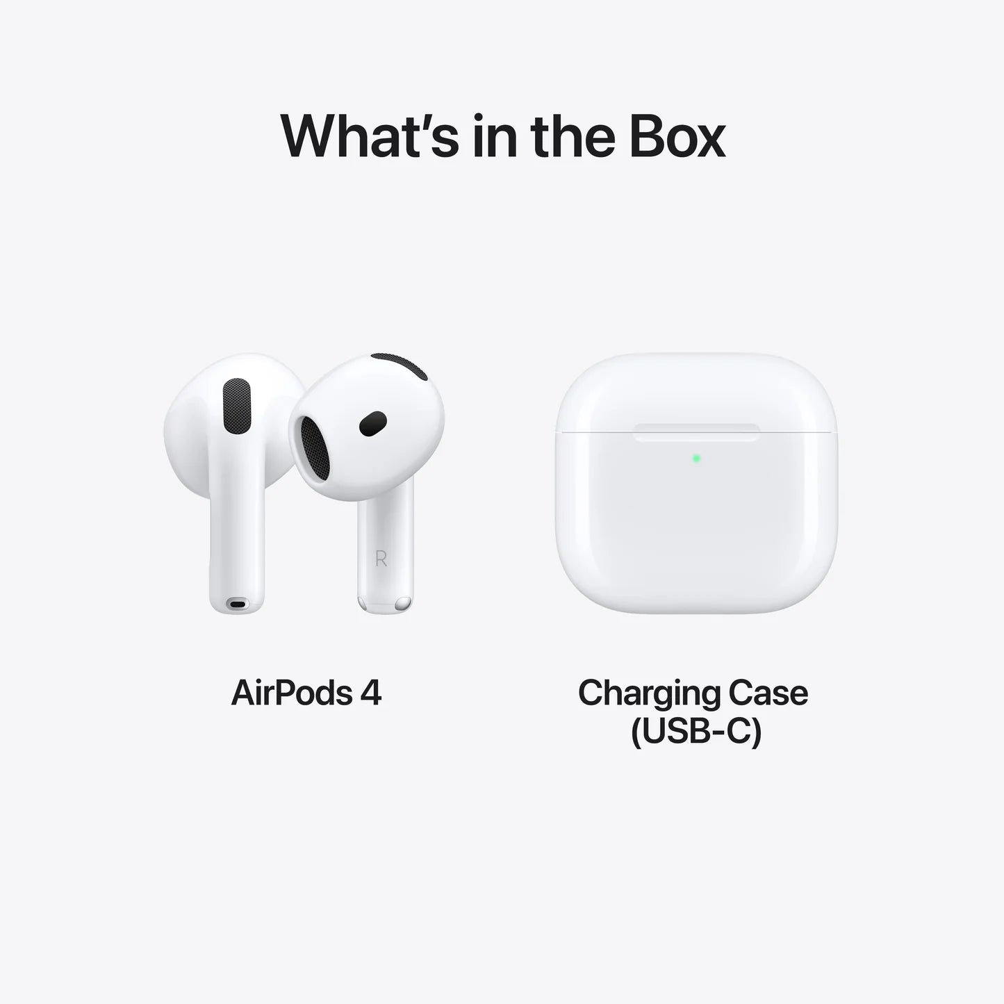Apple AirPods 4 مع علبة شحن USB-C – سماعات لاسلكية بتقنية Personalized Spatial Audio – أبيض